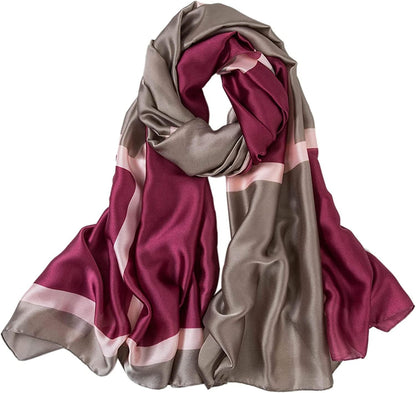 ALBERTO CABALE Silk Scarf Women Anti-Allergy Fashion Elegant Floral Shawl Gift for Ladies (Burgundy Pink), One Size Apparel & Accessories > Clothing Accessories > Scarves & Shawls Generic   