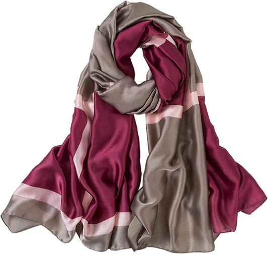 ALBERTO CABALE Silk Scarf Women Anti-Allergy Fashion Elegant Floral Shawl Gift for Ladies (Burgundy Pink), One Size Apparel & Accessories > Clothing Accessories > Scarves & Shawls Generic   