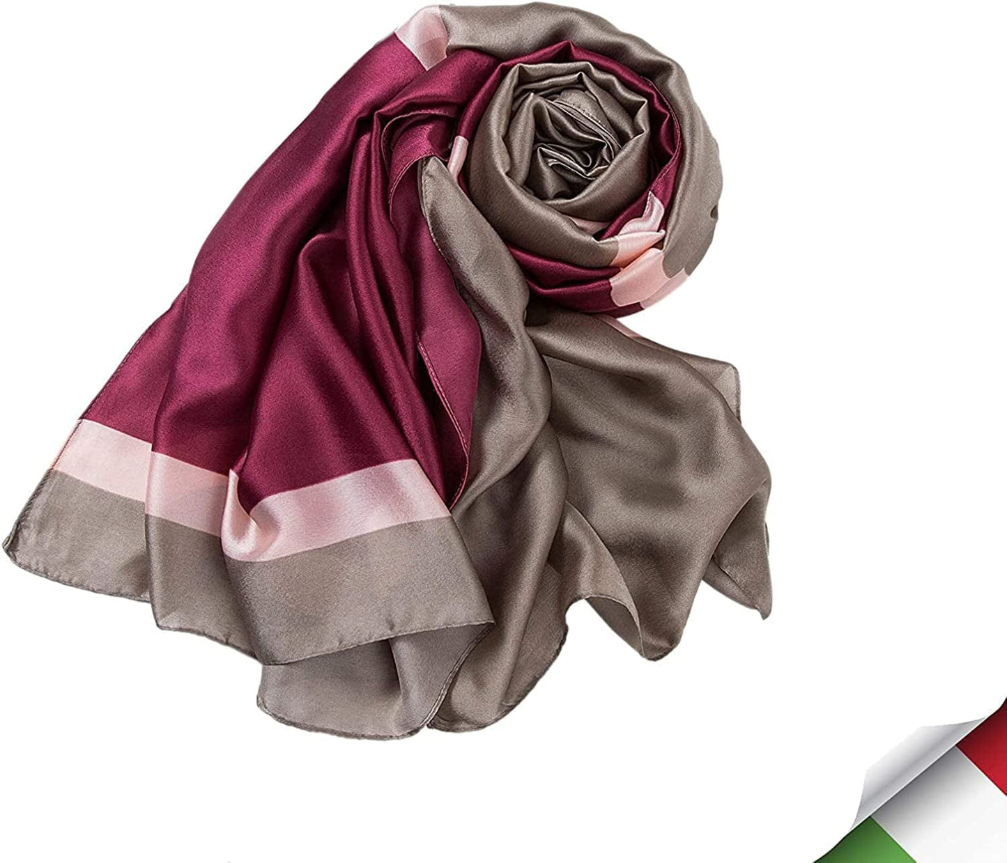 ALBERTO CABALE Silk Scarf Women Anti-Allergy Fashion Elegant Floral Shawl Gift for Ladies (Burgundy Pink), One Size Apparel & Accessories > Clothing Accessories > Scarves & Shawls Generic   