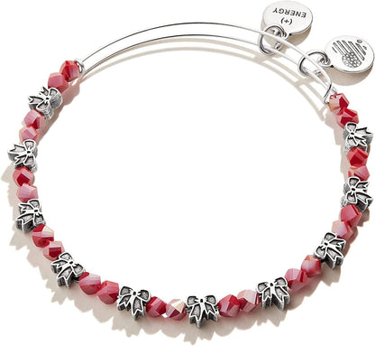 Alex and Ani Accents Holiday Bow and Cross Beaded Expandable Bangle for Women, Rafaelian Finish, 2 to 3.5 In Apparel & Accessories > Jewelry > Bracelets Alex and Ani Rafaelian Silver Finish Holiday Bow 