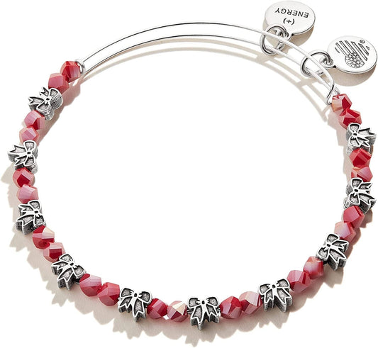 Alex and Ani Accents Holiday Bow and Cross Beaded Expandable Bangle for Women, Rafaelian Finish, 2 to 3.5 In Apparel & Accessories > Jewelry > Bracelets Alex and Ani Rafaelian Silver Finish Holiday Bow 