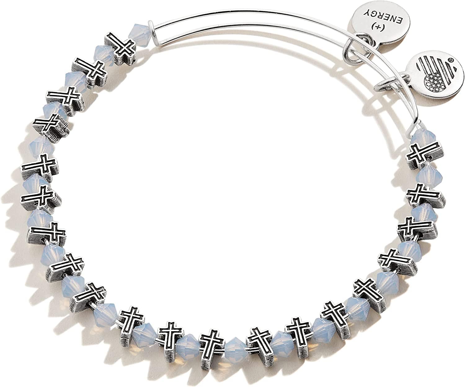 Alex and Ani Accents Holiday Bow and Cross Beaded Expandable Bangle for Women, Rafaelian Finish, 2 to 3.5 In Apparel & Accessories > Jewelry > Bracelets Alex and Ani Rafaelian Silver Finish Cross 