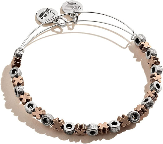 Alex and Ani Accents XO Hugs and Kisses Beaded Expandable Bangle for Women, 2 to 3.5 In Apparel & Accessories > Jewelry > Bracelets Alex and Ani Two-Tone Rafaelian Finish  