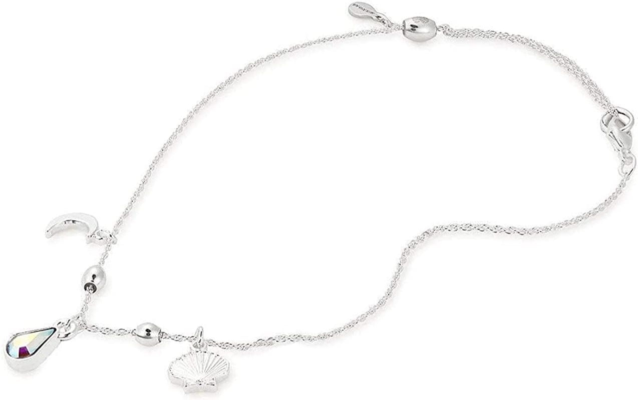 Alex and Ani Adjustable Anklet for Women, Summer Oceanside Beach Multi-Charm, Shiny Finish, 11.5 In Apparel & Accessories > Jewelry > Anklets Alex and Ani Shiny Silver Finish  