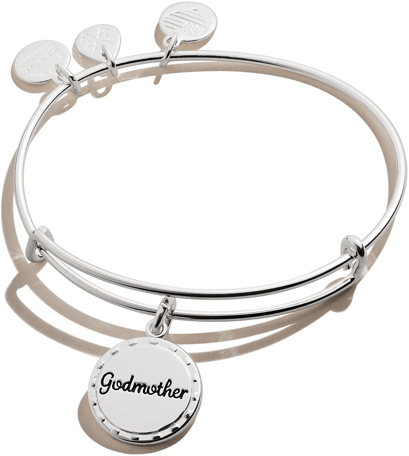 Alex and Ani Because I Love You Expandable Wire Bangle Bracelet for Women, Meaningful Charms, 2 to 3.5 in Arts & Entertainment > Party & Celebration > Gift Giving Alex and Ani Shiny Antique Silver Finish Godmother 
