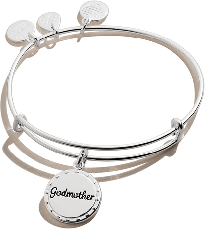 Alex and Ani Because I Love You Expandable Wire Bangle Bracelet for Women, Meaningful Charms, 2 to 3.5 in Arts & Entertainment > Party & Celebration > Gift Giving Alex and Ani Shiny Antique Silver Finish Godmother 