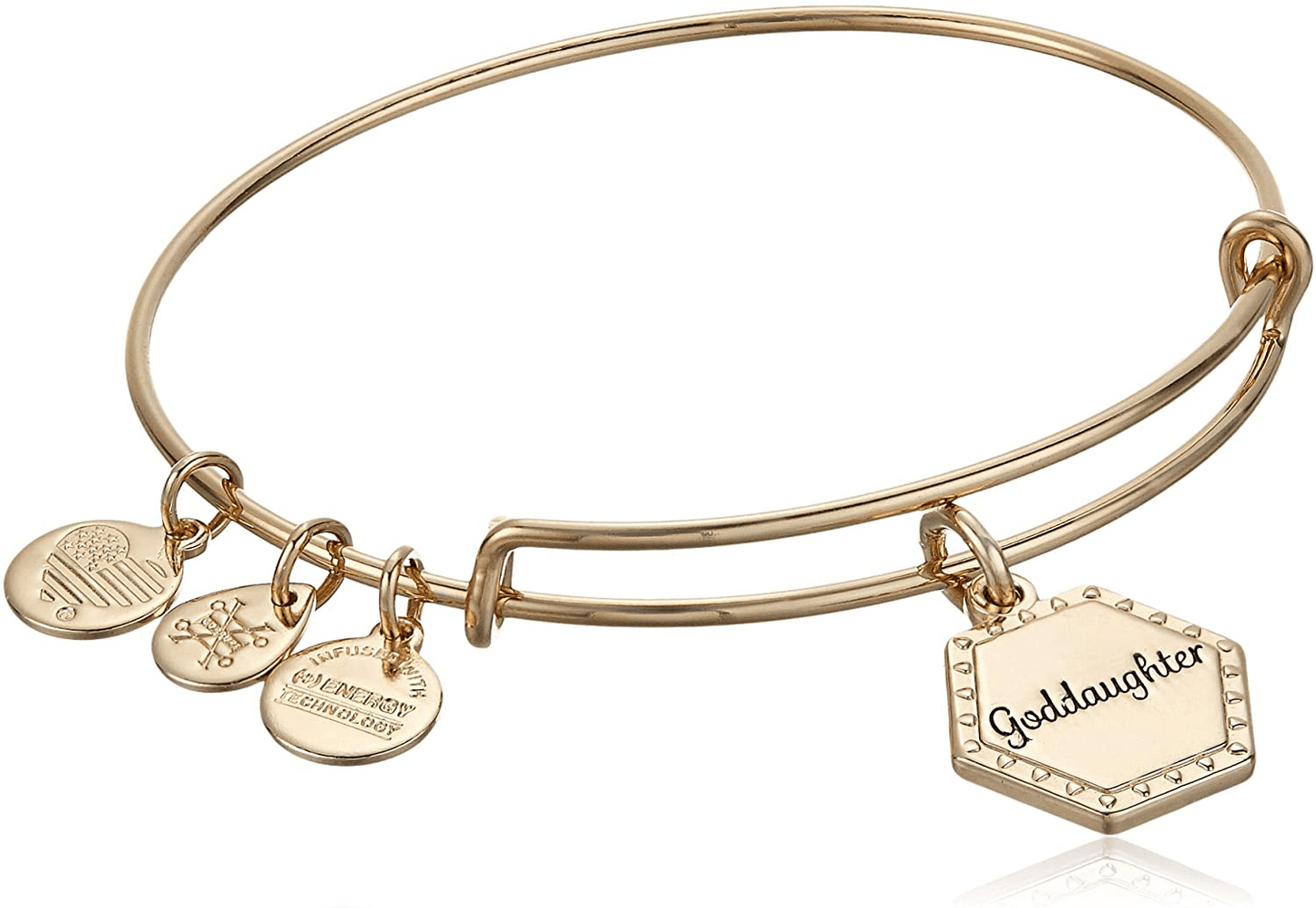 Alex and Ani Because I Love You Expandable Wire Bangle Bracelet for Women, Meaningful Charms, 2 to 3.5 in Arts & Entertainment > Party & Celebration > Gift Giving Alex and Ani Shiny Antique Gold Finish Goddaughter 