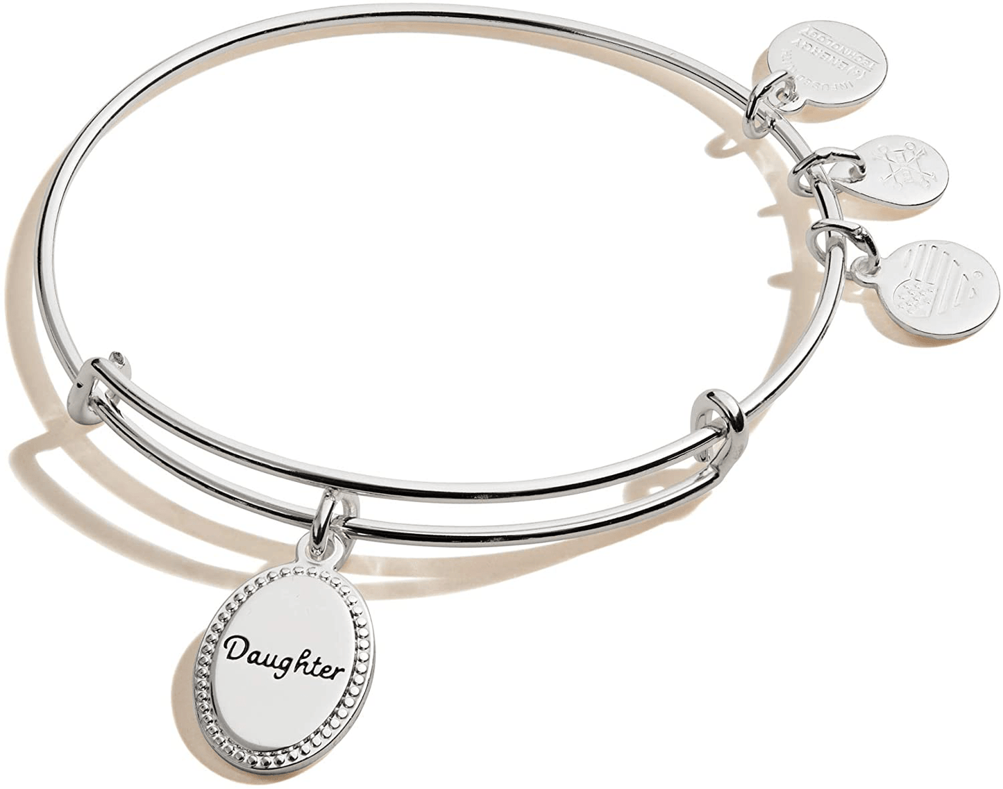 Alex and Ani Because I Love You Expandable Wire Bangle Bracelet for Women, Meaningful Charms, 2 to 3.5 in Arts & Entertainment > Party & Celebration > Gift Giving Alex and Ani Shiny Antique Silver Finish Daughter 