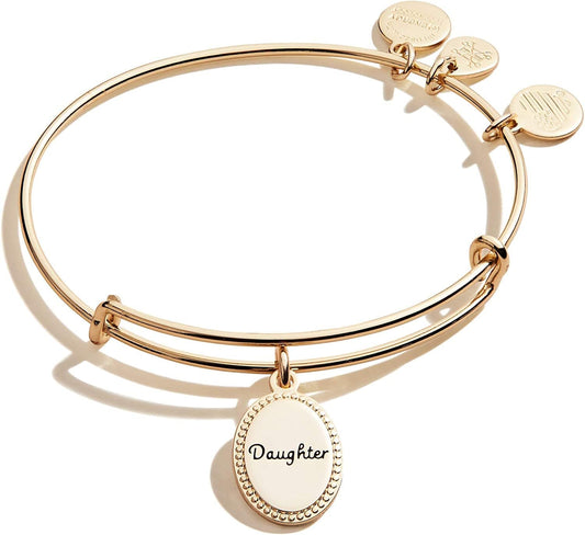 Alex and Ani Because I Love You Expandable Wire Bangle Bracelet for Women, Meaningful Charms, 2 to 3.5 In Apparel & Accessories > Jewelry > Bracelets Alex and Ani Shiny Antique Gold Finish Daughter 