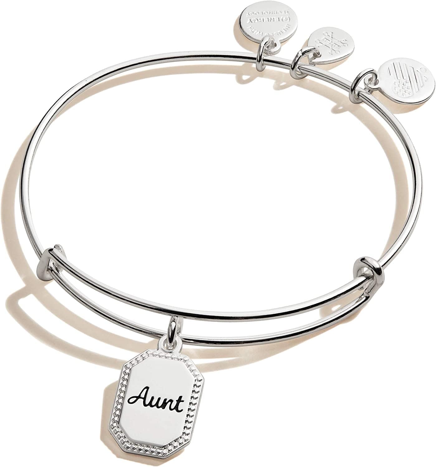Alex and Ani Because I Love You Expandable Wire Bangle Bracelet for Women, Meaningful Charms, 2 to 3.5 In Apparel & Accessories > Jewelry > Bracelets Alex and Ani Shiny Antique Silver Finish Aunt 