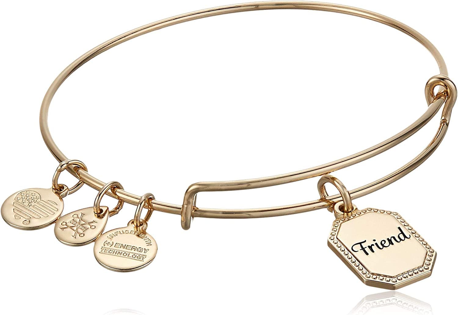 Alex and Ani Because I Love You Expandable Wire Bangle Bracelet for Women, Meaningful Charms, 2 to 3.5 In Apparel & Accessories > Jewelry > Bracelets Alex and Ani Shiny Antique Gold Finish Friend 
