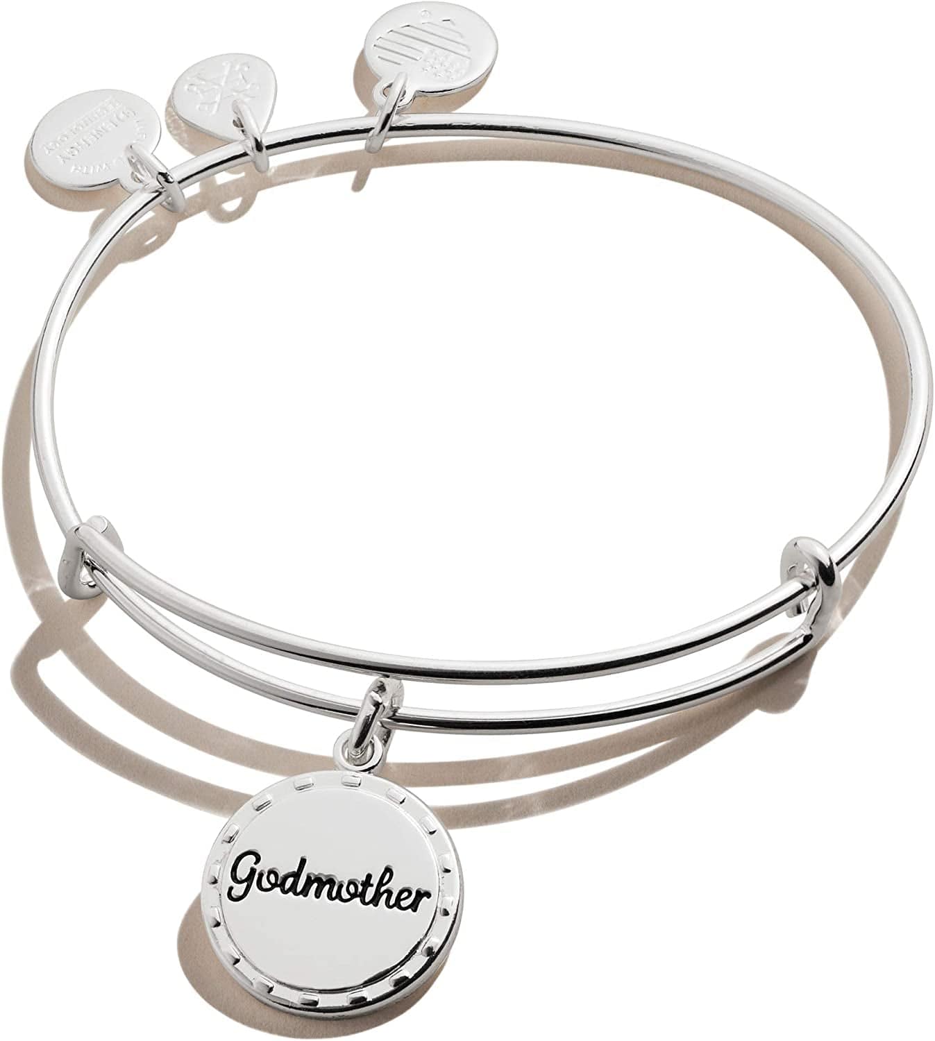 Alex and Ani Because I Love You Expandable Wire Bangle Bracelet for Women, Meaningful Charms, 2 to 3.5 In Apparel & Accessories > Jewelry > Bracelets Alex and Ani Shiny Antique Silver Finish Godmother 