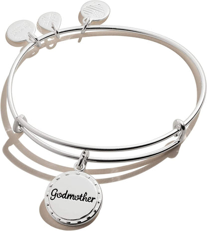 Alex and Ani Because I Love You Expandable Wire Bangle Bracelet for Women, Meaningful Charms, 2 to 3.5 In Apparel & Accessories > Jewelry > Bracelets Alex and Ani Shiny Antique Silver Finish Godmother 
