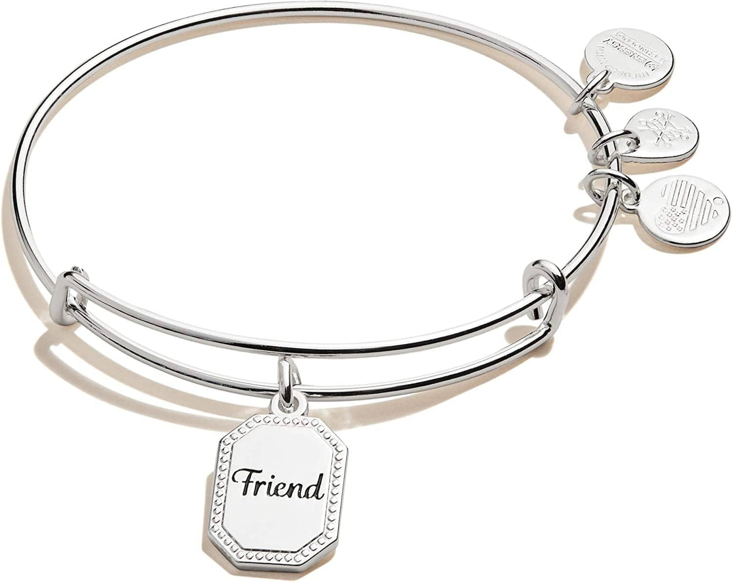 Alex and Ani Because I Love You Expandable Wire Bangle Bracelet for Women, Meaningful Charms, 2 to 3.5 In Apparel & Accessories > Jewelry > Bracelets Alex and Ani Shiny Antique Silver Finish Friend 