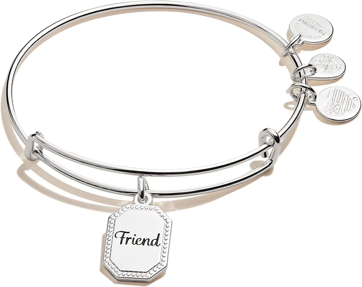 Alex and Ani Because I Love You Expandable Wire Bangle Bracelet for Women, Meaningful Charms, 2 to 3.5 In Apparel & Accessories > Jewelry > Bracelets Alex and Ani Shiny Antique Silver Finish Friend 