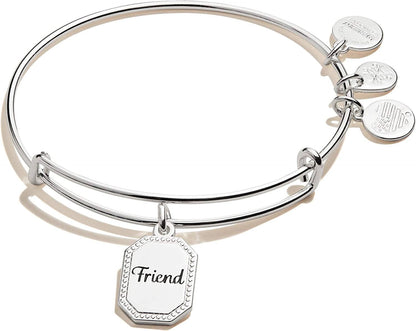Alex and Ani Because I Love You Expandable Wire Bangle Bracelet for Women, Meaningful Charms, 2 to 3.5 In Apparel & Accessories > Jewelry > Bracelets Alex and Ani Shiny Antique Silver Finish Friend 