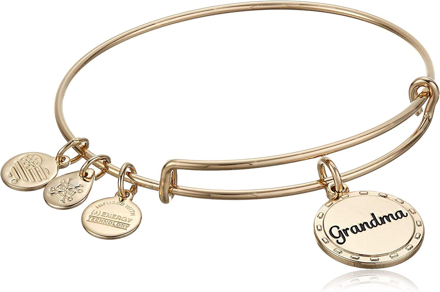 Alex and Ani Because I Love You Expandable Wire Bangle Bracelet for Women, Meaningful Charms, 2 to 3.5 In Apparel & Accessories > Jewelry > Bracelets Alex and Ani Shiny Antique Gold Finish Grandma 