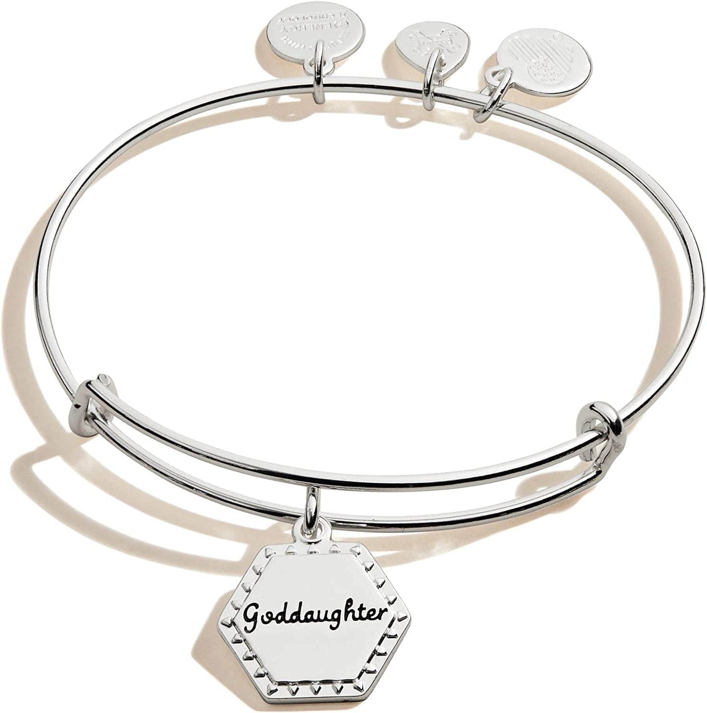 Alex and Ani Because I Love You Expandable Wire Bangle Bracelet for Women, Meaningful Charms, 2 to 3.5 In Apparel & Accessories > Jewelry > Bracelets Alex and Ani Shiny Antique Silver Finish Goddaughter 