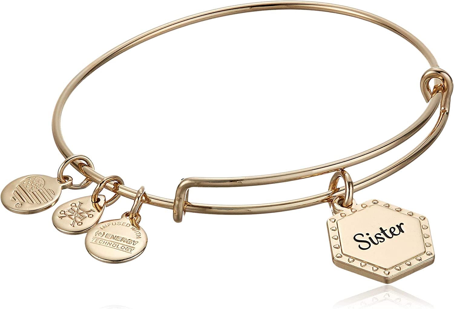 Alex and Ani Because I Love You Expandable Wire Bangle Bracelet for Women, Meaningful Charms, 2 to 3.5 In Apparel & Accessories > Jewelry > Bracelets Alex and Ani Shiny Antique Gold Finish Sister 