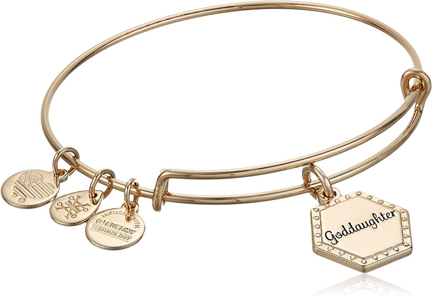 Alex and Ani Because I Love You Expandable Wire Bangle Bracelet for Women, Meaningful Charms, 2 to 3.5 In Apparel & Accessories > Jewelry > Bracelets Alex and Ani Shiny Antique Gold Finish Goddaughter 