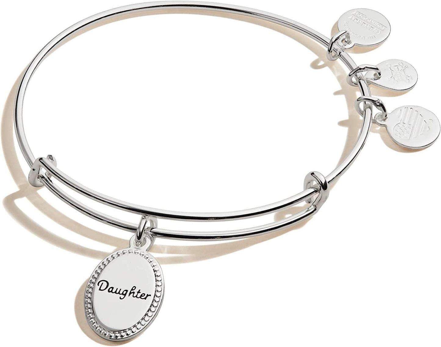 Alex and Ani Because I Love You Expandable Wire Bangle Bracelet for Women, Meaningful Charms, 2 to 3.5 In Apparel & Accessories > Jewelry > Bracelets Alex and Ani Shiny Antique Silver Finish Daughter 