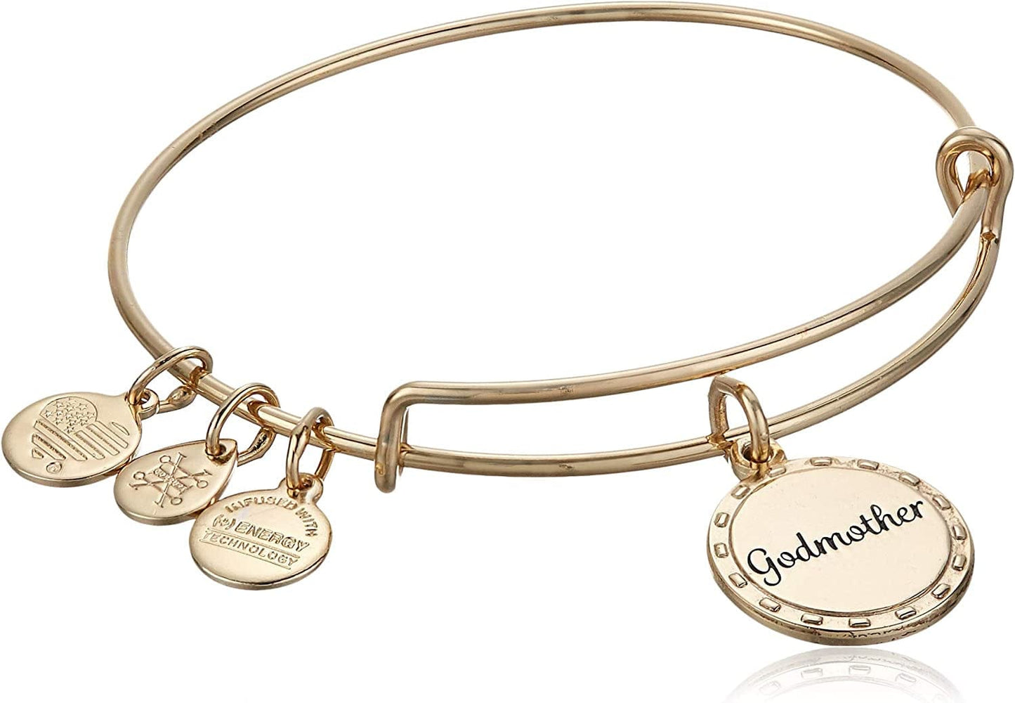 Alex and Ani Because I Love You Expandable Wire Bangle Bracelet for Women, Meaningful Charms, 2 to 3.5 In Apparel & Accessories > Jewelry > Bracelets Alex and Ani Shiny Antique Gold Finish Godmother 