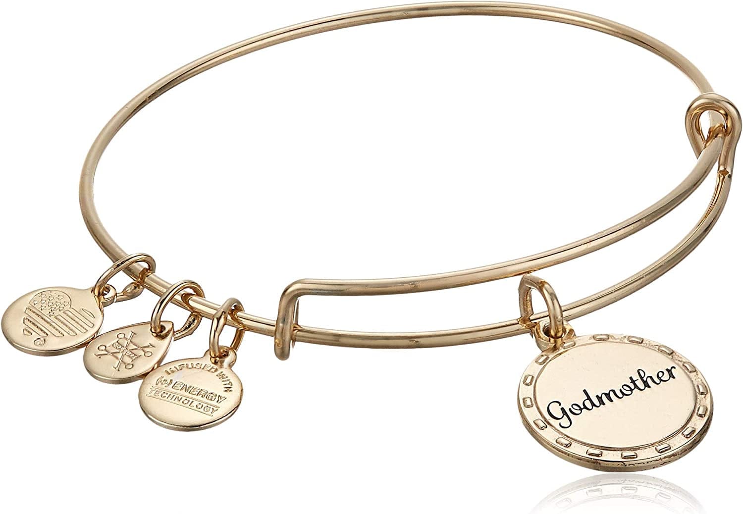 Alex and Ani Because I Love You Expandable Wire Bangle Bracelet for Women, Meaningful Charms, 2 to 3.5 In Apparel & Accessories > Jewelry > Bracelets Alex and Ani Shiny Antique Gold Finish Godmother 