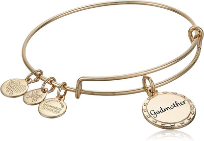 Alex and Ani Because I Love You Expandable Wire Bangle Bracelet for Women, Meaningful Charms, 2 to 3.5 In Apparel & Accessories > Jewelry > Bracelets Alex and Ani Shiny Antique Gold Finish Godmother 