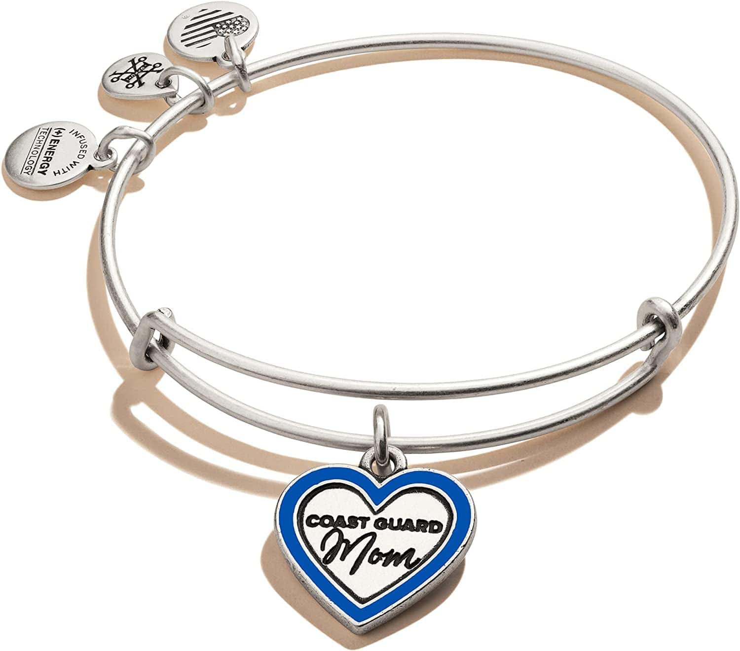 Alex and Ani Because I Love You Expandable Wire Bangle Bracelet for Women, Meaningful Charms, 2 to 3.5 In Apparel & Accessories > Jewelry > Bracelets Alex and Ani Shiny Antique Silver Finish Coast Guard Mom 