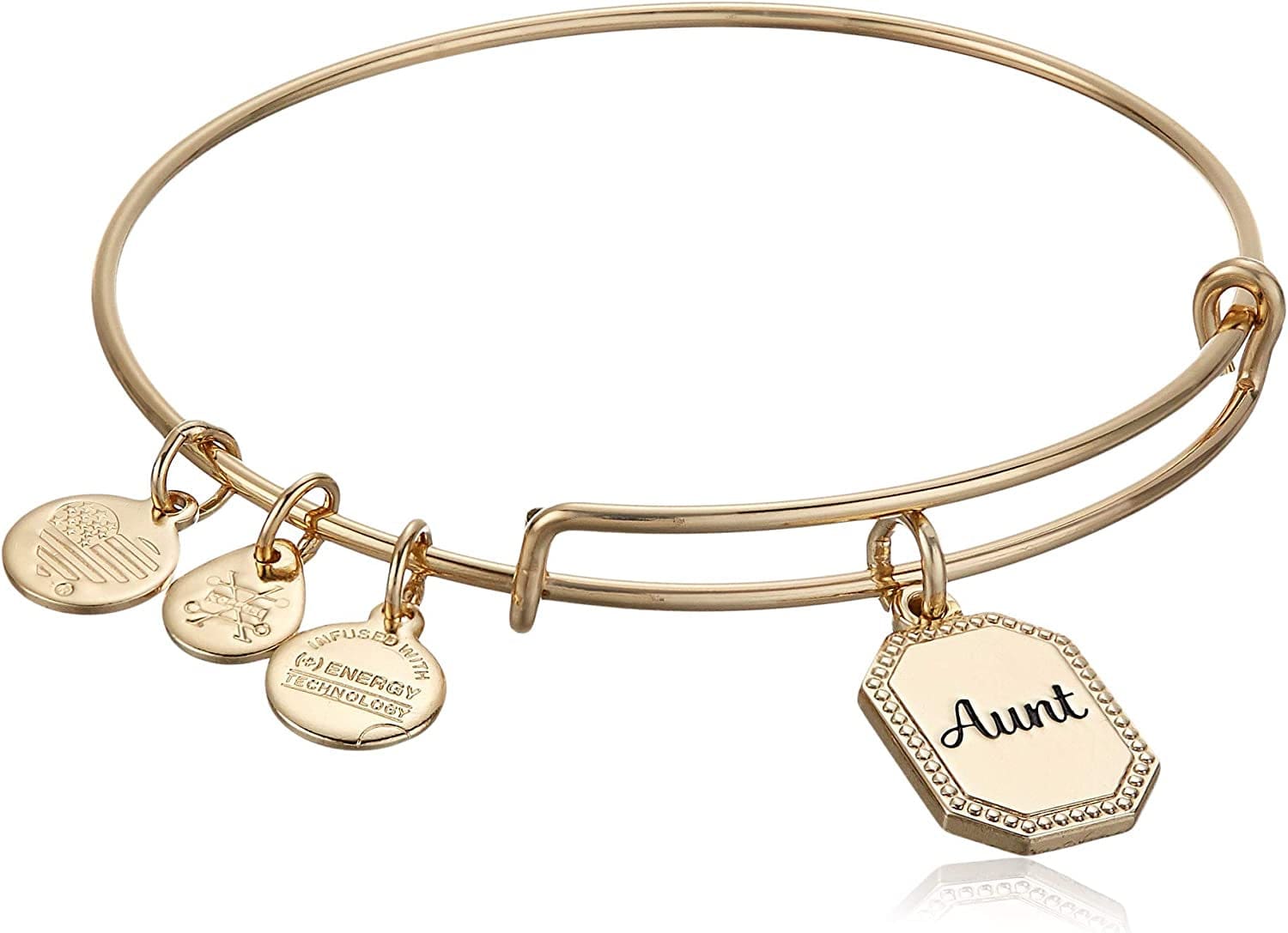 Alex and Ani Because I Love You Expandable Wire Bangle Bracelet for Women, Meaningful Charms, 2 to 3.5 In Apparel & Accessories > Jewelry > Bracelets Alex and Ani Shiny Antique Gold Finish Aunt 