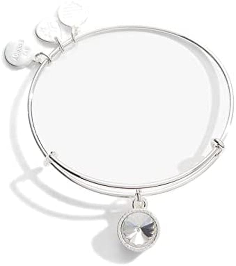 Alex and Ani Birthstones Expandable Bangle for Women, Birthday Crystal Charms, Shiny Finish, 2 to 3.5 In Apparel & Accessories > Jewelry > Bracelets Alex and Ani Shiny Silver Finish April Clear Crystal 