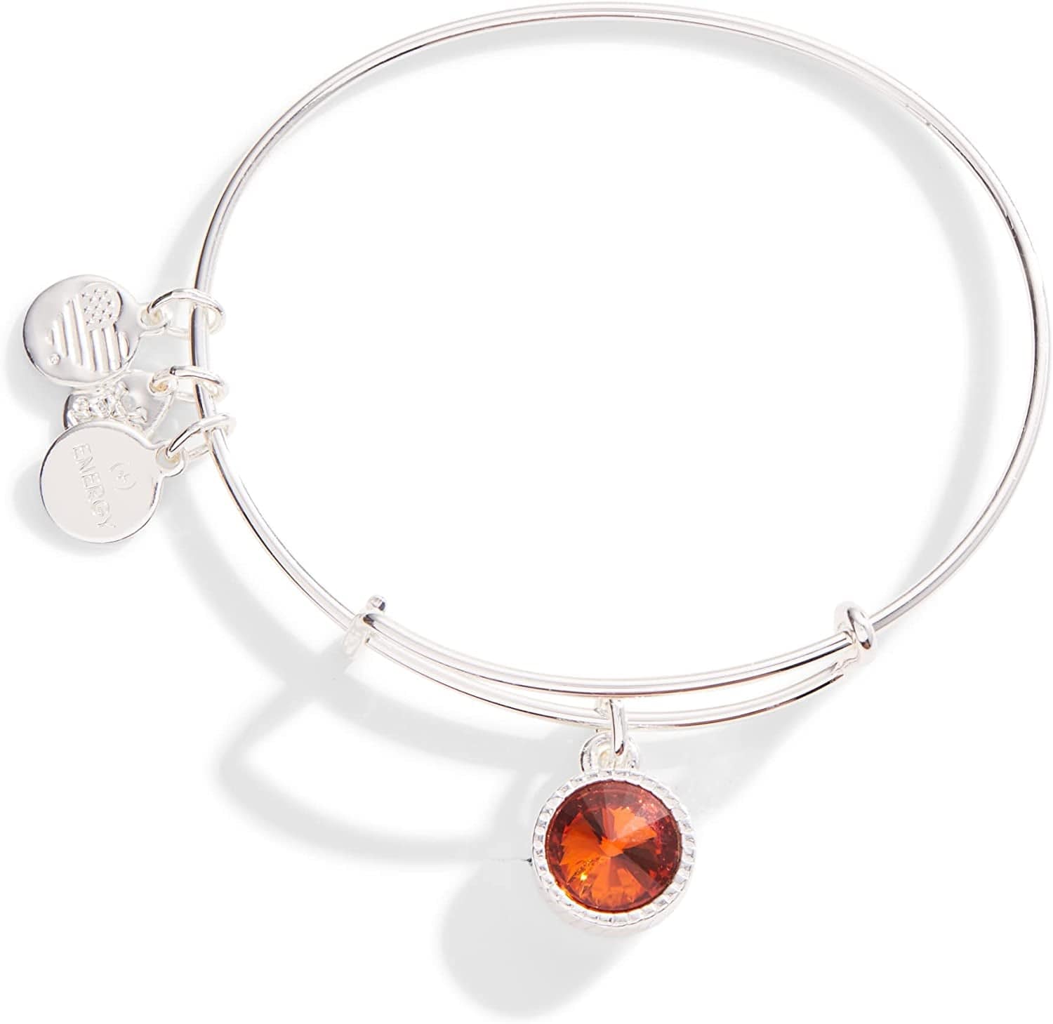 Alex and Ani Birthstones Expandable Bangle for Women, Birthday Crystal Charms, Shiny Finish, 2 to 3.5 In Apparel & Accessories > Jewelry > Bracelets Alex and Ani Shiny Silver Finish November Orange Topaz Crystal 