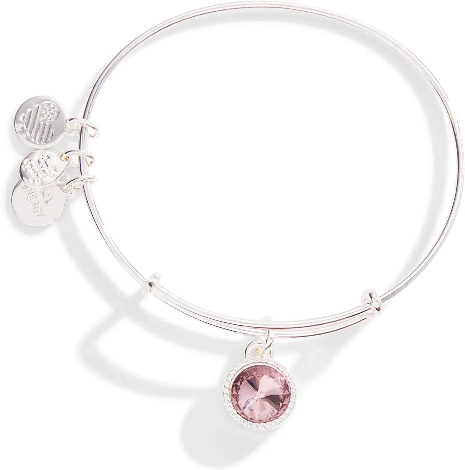 Alex and Ani Birthstones Expandable Bangle for Women, Birthday Crystal Charms, Shiny Finish, 2 to 3.5 In Apparel & Accessories > Jewelry > Bracelets Alex and Ani Shiny Silver Finish June Pink Light Amethyst Crystal 