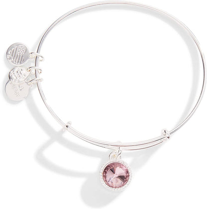 Alex and Ani Birthstones Expandable Bangle for Women, Birthday Crystal Charms, Shiny Finish, 2 to 3.5 In Apparel & Accessories > Jewelry > Bracelets Alex and Ani Shiny Silver Finish June Pink Light Amethyst Crystal 