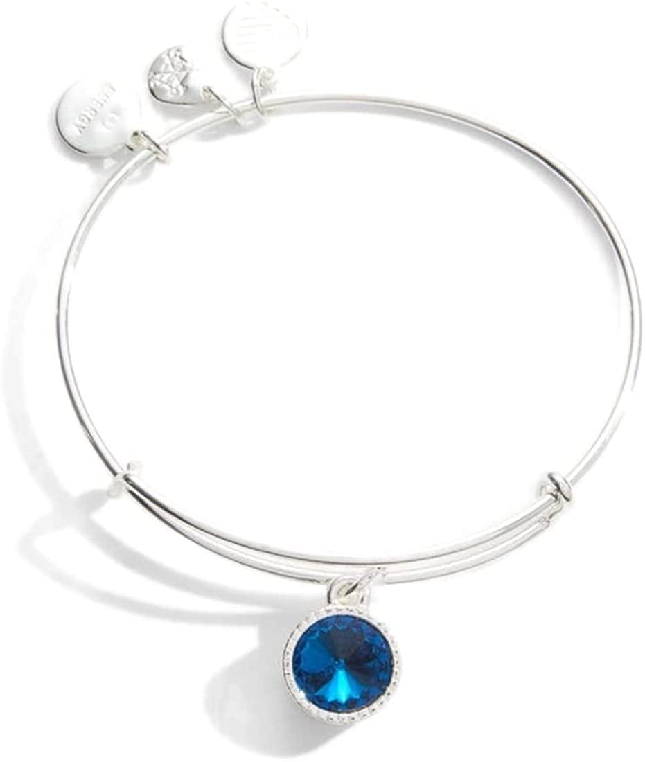 Alex and Ani Birthstones Expandable Bangle for Women, Birthday Crystal Charms, Shiny Finish, 2 to 3.5 In Apparel & Accessories > Jewelry > Bracelets Alex and Ani Shiny Silver Finish December Blue Zircon Crystal 