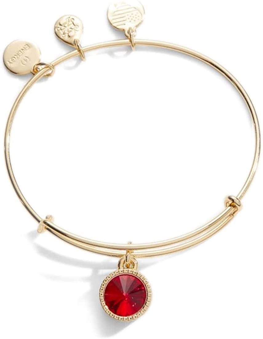 Alex and Ani Birthstones Expandable Bangle for Women, Birthday Crystal Charms, Shiny Finish, 2 to 3.5 In Apparel & Accessories > Jewelry > Bracelets Alex and Ani Shiny Gold Finish July Red Light Siam Crystal 
