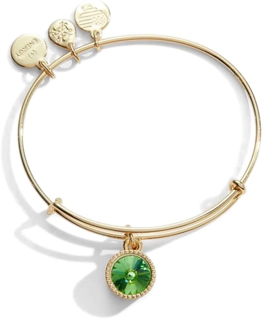 Alex and Ani Birthstones Expandable Bangle for Women, Birthday Crystal Charms, Shiny Finish, 2 to 3.5 In Apparel & Accessories > Jewelry > Bracelets Alex and Ani Shiny Gold Finish August Green Peridot Crystal 