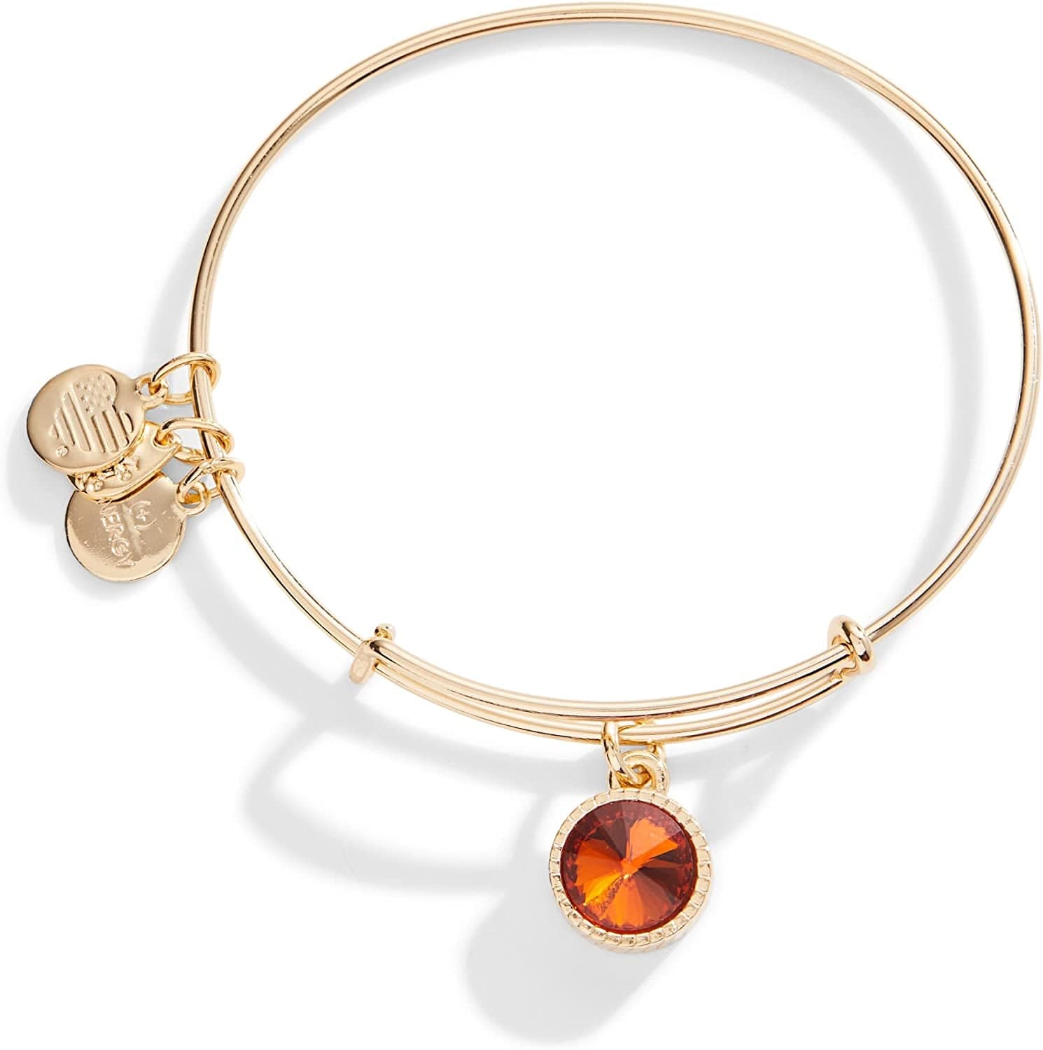 Alex and Ani Birthstones Expandable Bangle for Women, Birthday Crystal Charms, Shiny Finish, 2 to 3.5 In Apparel & Accessories > Jewelry > Bracelets Alex and Ani Shiny Gold Finish November Orange Topaz Crystal 