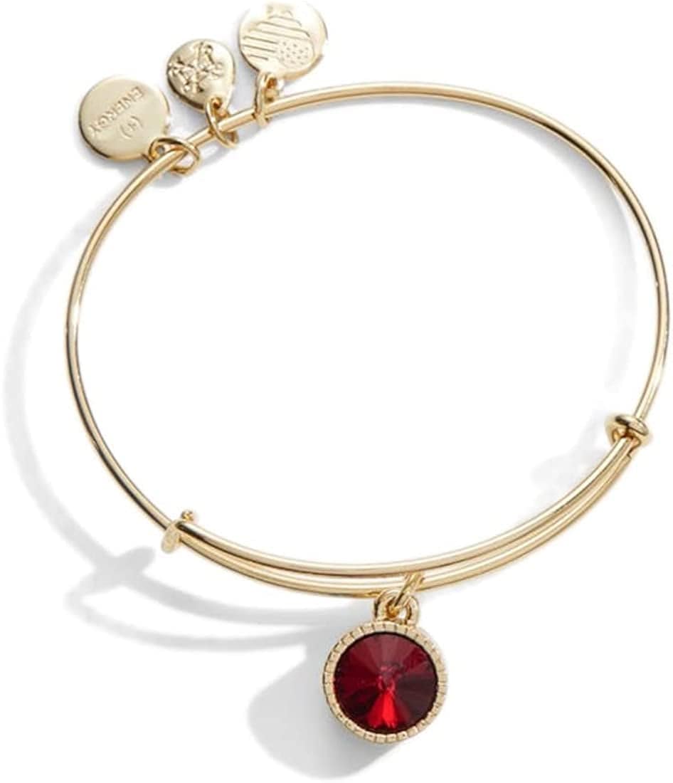 Alex and Ani Birthstones Expandable Bangle for Women, Birthday Crystal Charms, Shiny Finish, 2 to 3.5 In Apparel & Accessories > Jewelry > Bracelets Alex and Ani Shiny Gold Finish January Scarlet Crystal 