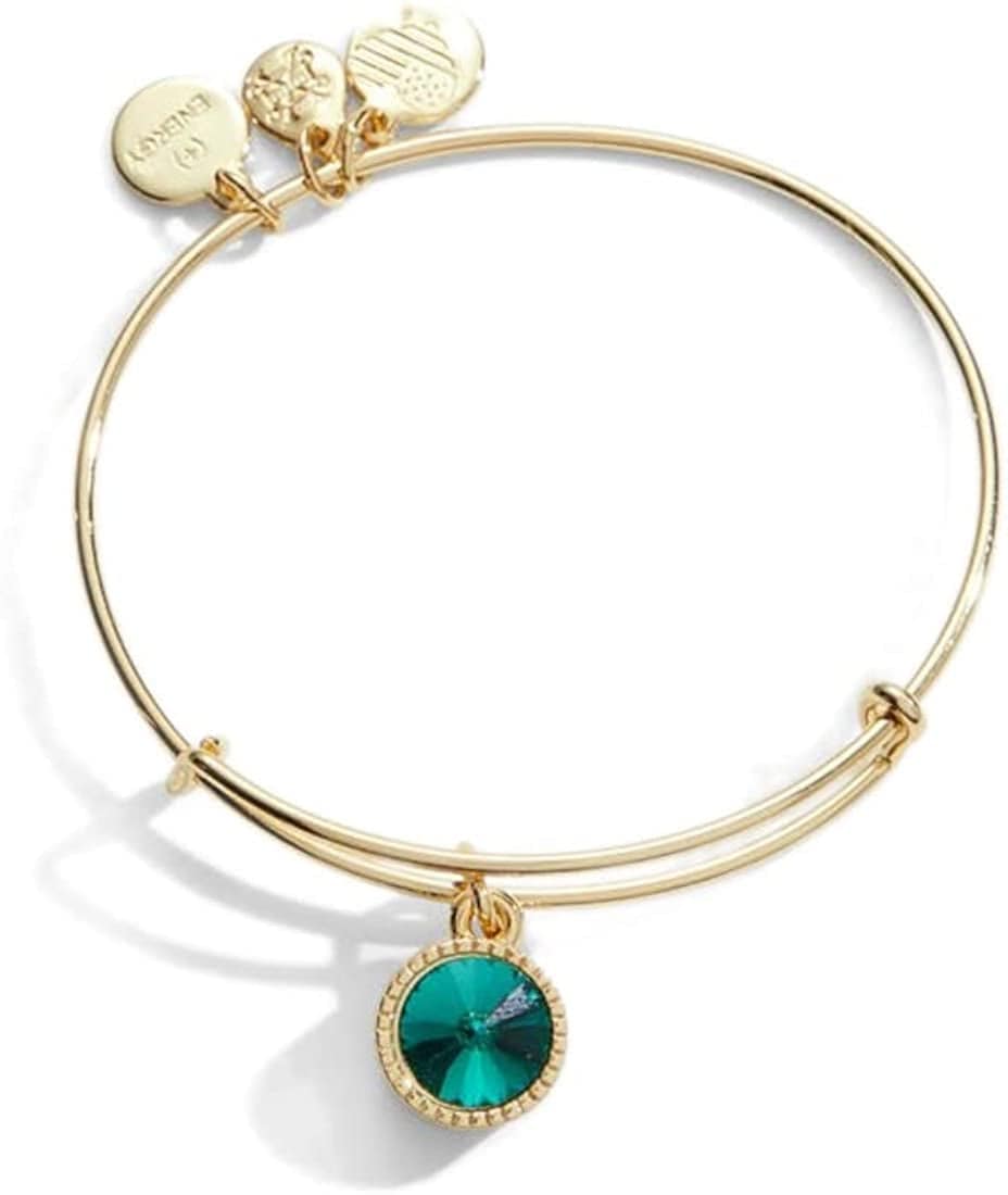 Alex and Ani Birthstones Expandable Bangle for Women, Birthday Crystal Charms, Shiny Finish, 2 to 3.5 In Apparel & Accessories > Jewelry > Bracelets Alex and Ani Shiny Gold Finish May Green Emerald 