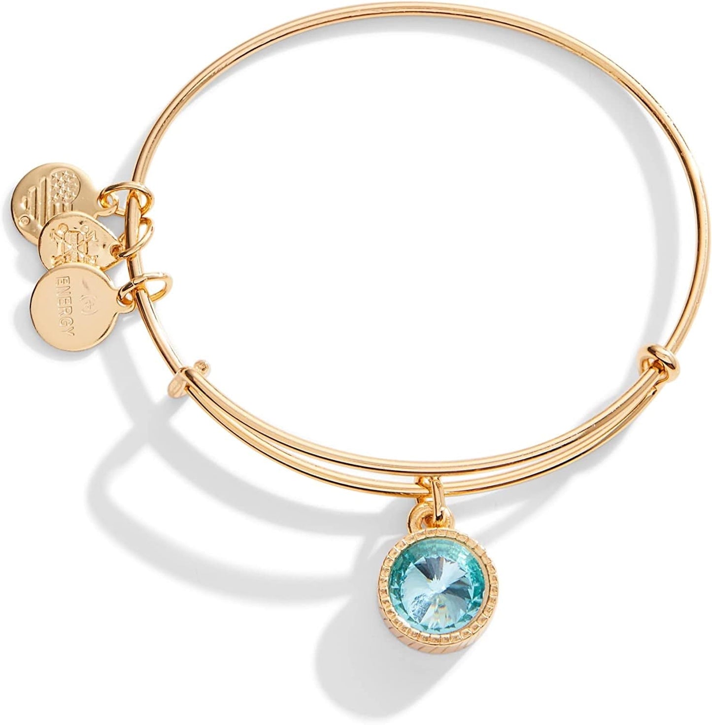 Alex and Ani Birthstones Expandable Bangle for Women, Birthday Crystal Charms, Shiny Finish, 2 to 3.5 In Apparel & Accessories > Jewelry > Bracelets Alex and Ani Shiny Gold Finish March Aquamarine Crystal 