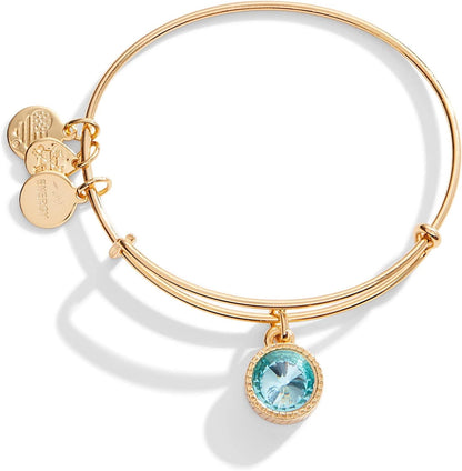 Alex and Ani Birthstones Expandable Bangle for Women, Birthday Crystal Charms, Shiny Finish, 2 to 3.5 In Apparel & Accessories > Jewelry > Bracelets Alex and Ani Shiny Gold Finish March Aquamarine Crystal 