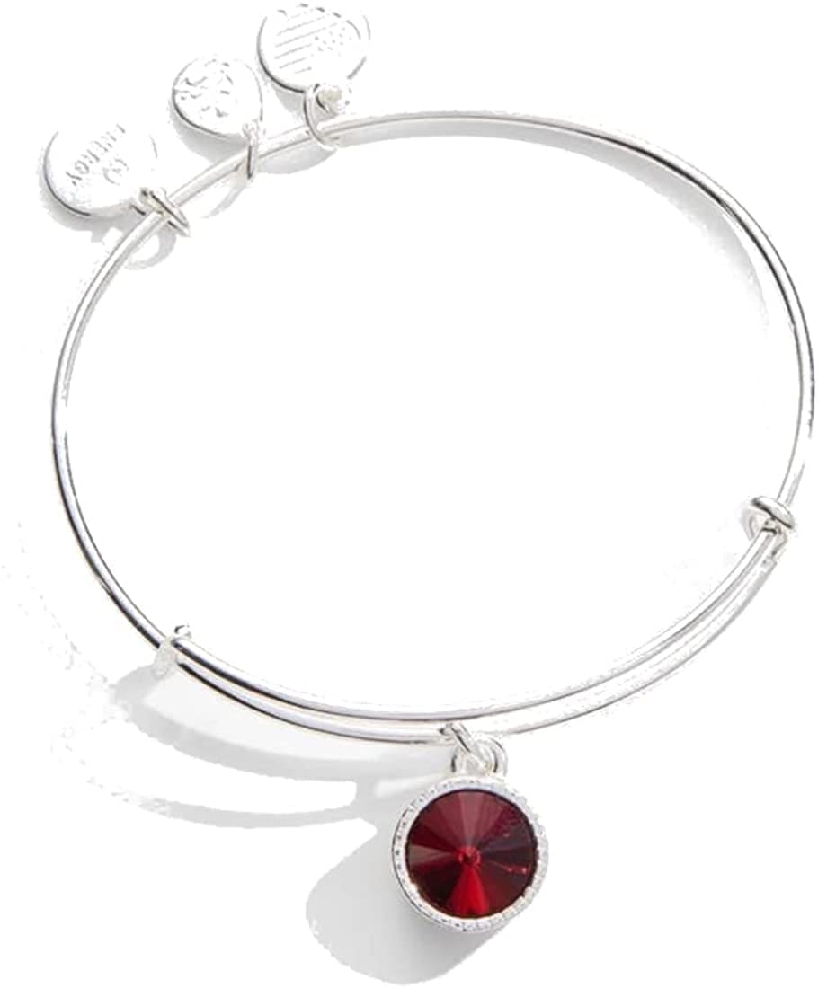 Alex and Ani Birthstones Expandable Bangle for Women, Birthday Crystal Charms, Shiny Finish, 2 to 3.5 In Apparel & Accessories > Jewelry > Bracelets Alex and Ani Shiny Silver Finish January Scarlet Crystal 