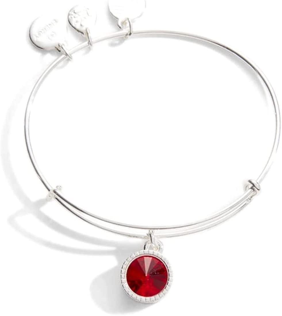 Alex and Ani Birthstones Expandable Bangle for Women, Birthday Crystal Charms, Shiny Finish, 2 to 3.5 In Apparel & Accessories > Jewelry > Bracelets Alex and Ani Shiny Silver Finish July Red Light Siam Crystal 