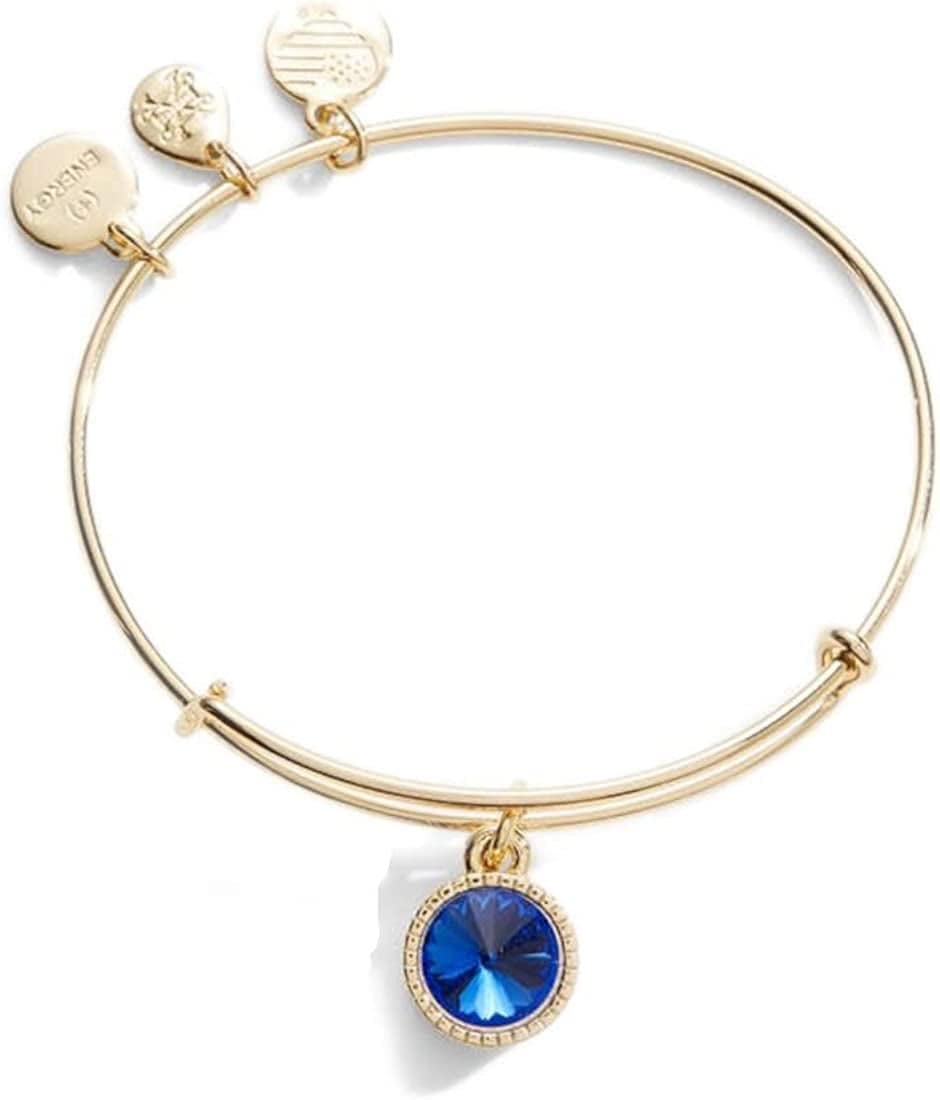 Alex and Ani Birthstones Expandable Bangle for Women, Birthday Crystal Charms, Shiny Finish, 2 to 3.5 In Apparel & Accessories > Jewelry > Bracelets Alex and Ani Shiny Gold Finish September Blue Sapphire Crystal 