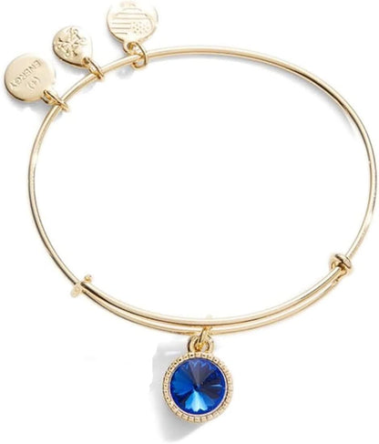 Alex and Ani Birthstones Expandable Bangle for Women, Birthday Crystal Charms, Shiny Finish, 2 to 3.5 In Apparel & Accessories > Jewelry > Bracelets Alex and Ani Shiny Gold Finish September Blue Sapphire Crystal 