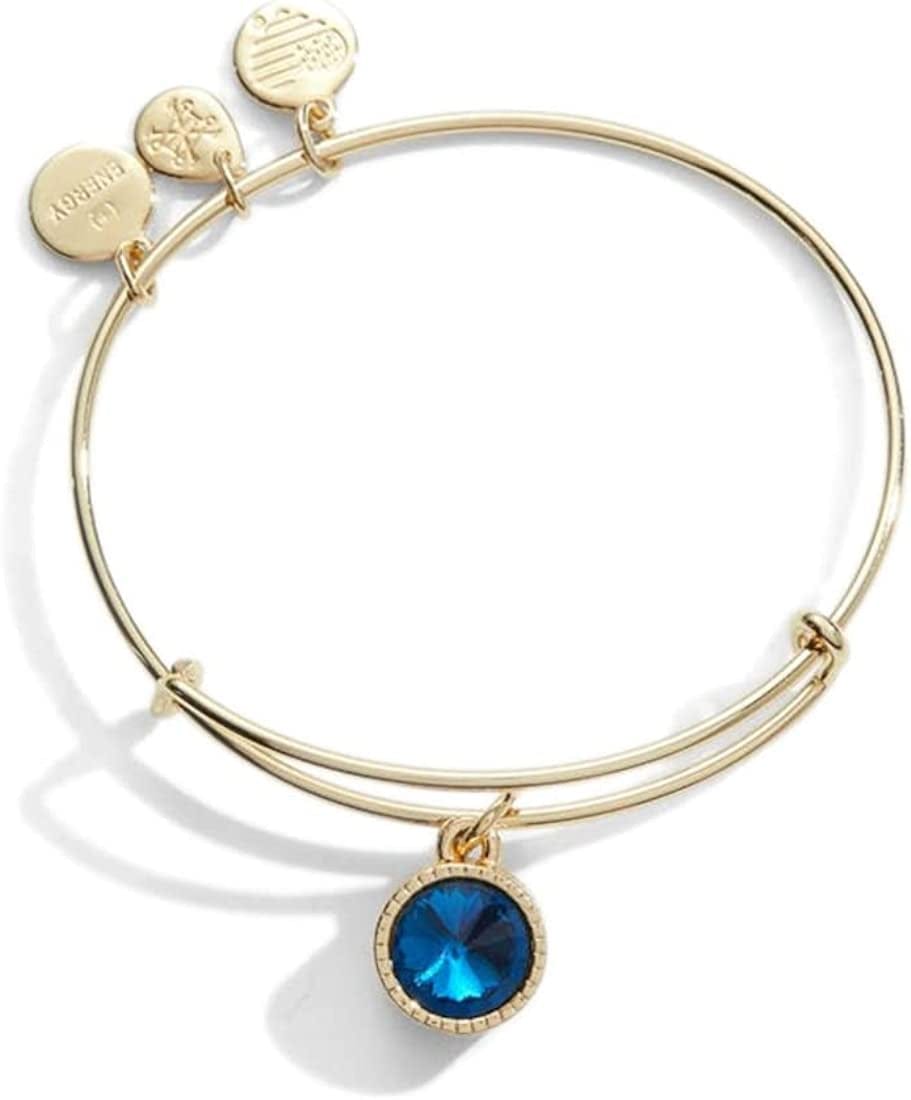 Alex and Ani Birthstones Expandable Bangle for Women, Birthday Crystal Charms, Shiny Finish, 2 to 3.5 In Apparel & Accessories > Jewelry > Bracelets Alex and Ani Shiny Gold Finish December Blue Zircon Crystal 