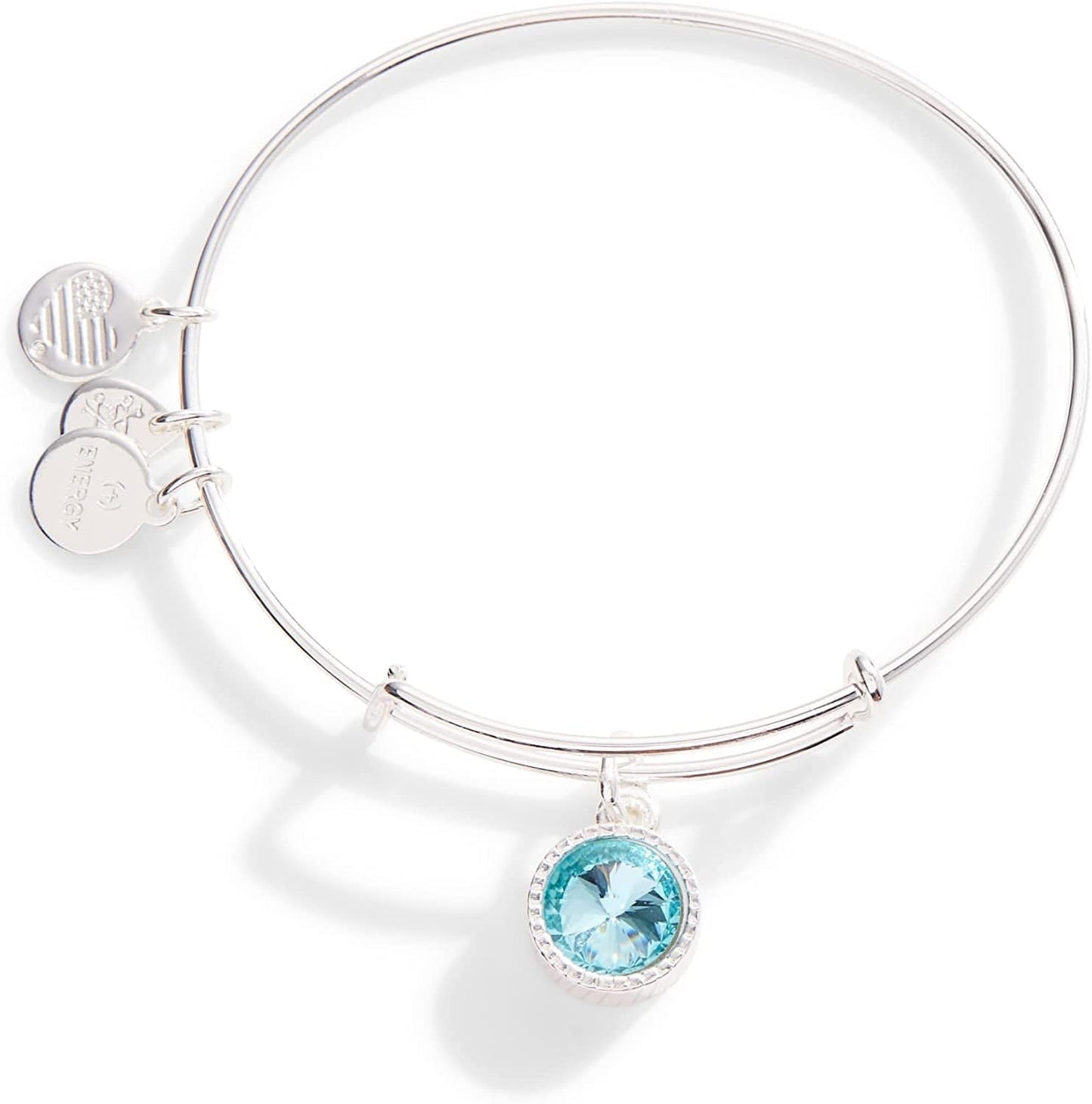 Alex and Ani Birthstones Expandable Bangle for Women, Birthday Crystal Charms, Shiny Finish, 2 to 3.5 In Apparel & Accessories > Jewelry > Bracelets Alex and Ani Shiny Silver Finish March Aquamarine Crystal 