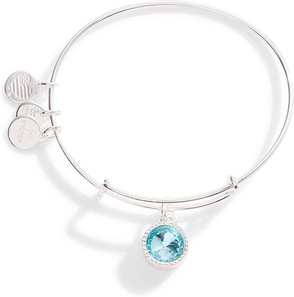 Alex and Ani Birthstones Expandable Bangle for Women, Birthday Crystal Charms, Shiny Finish, 2 to 3.5 In Apparel & Accessories > Jewelry > Bracelets Alex and Ani Shiny Silver Finish March Aquamarine Crystal 