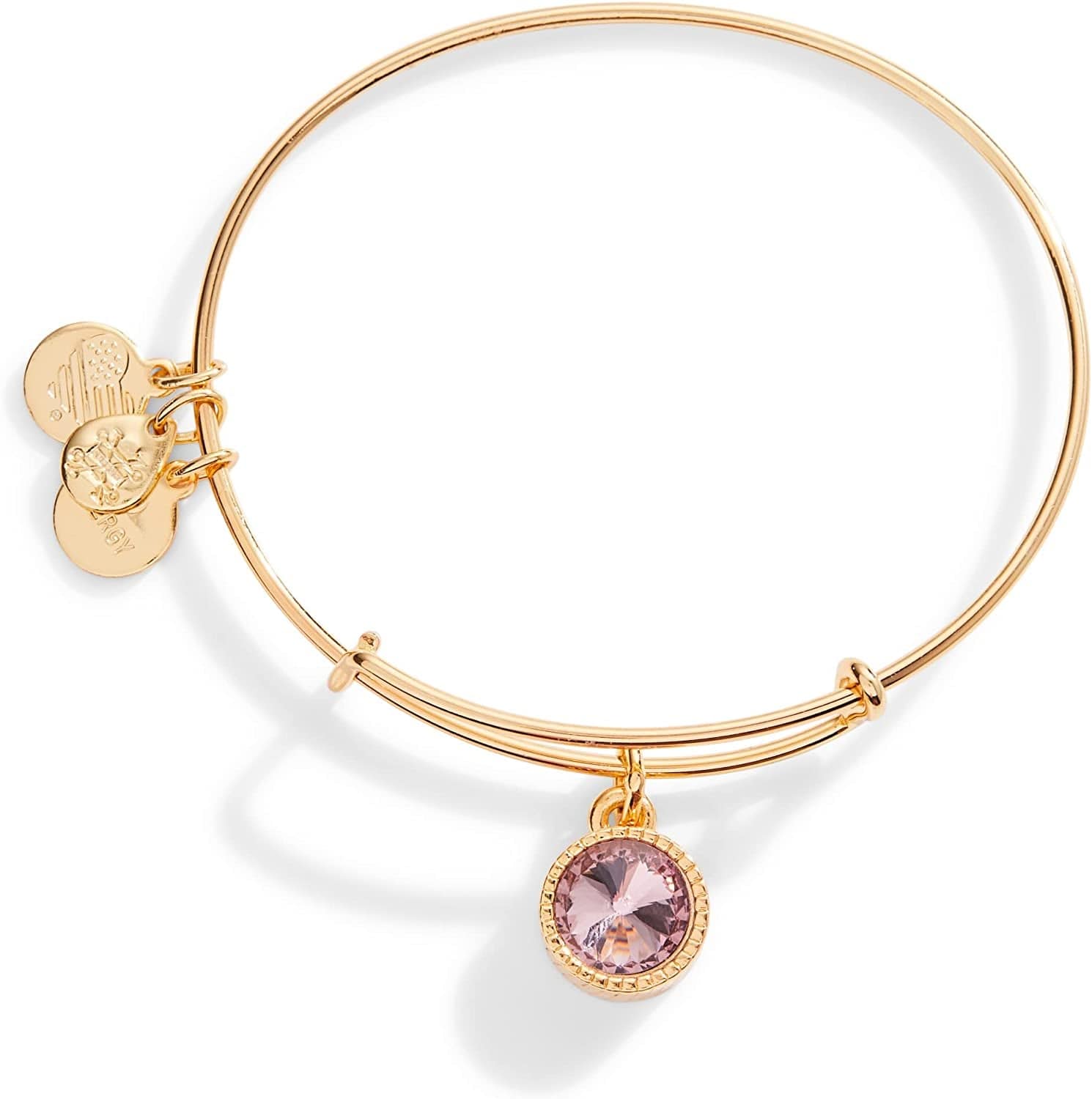 Alex and Ani Birthstones Expandable Bangle for Women, Birthday Crystal Charms, Shiny Finish, 2 to 3.5 In Apparel & Accessories > Jewelry > Bracelets Alex and Ani Shiny Gold Finish June Pink Light Amethyst Crystal 
